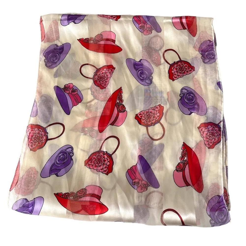 Space Age Inc. Hats and Purses Striped Scarf Cream Purple Red - Image 2