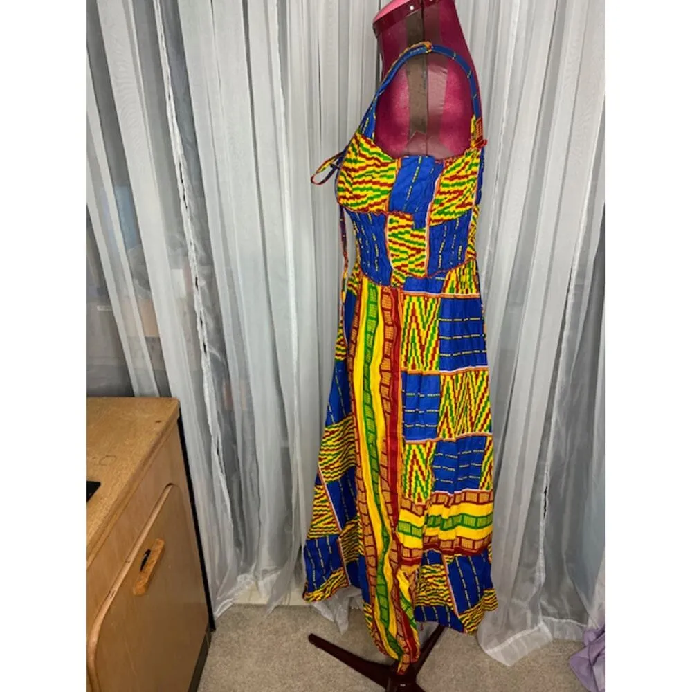 Slip dress african print blue red green yellow - Image 6