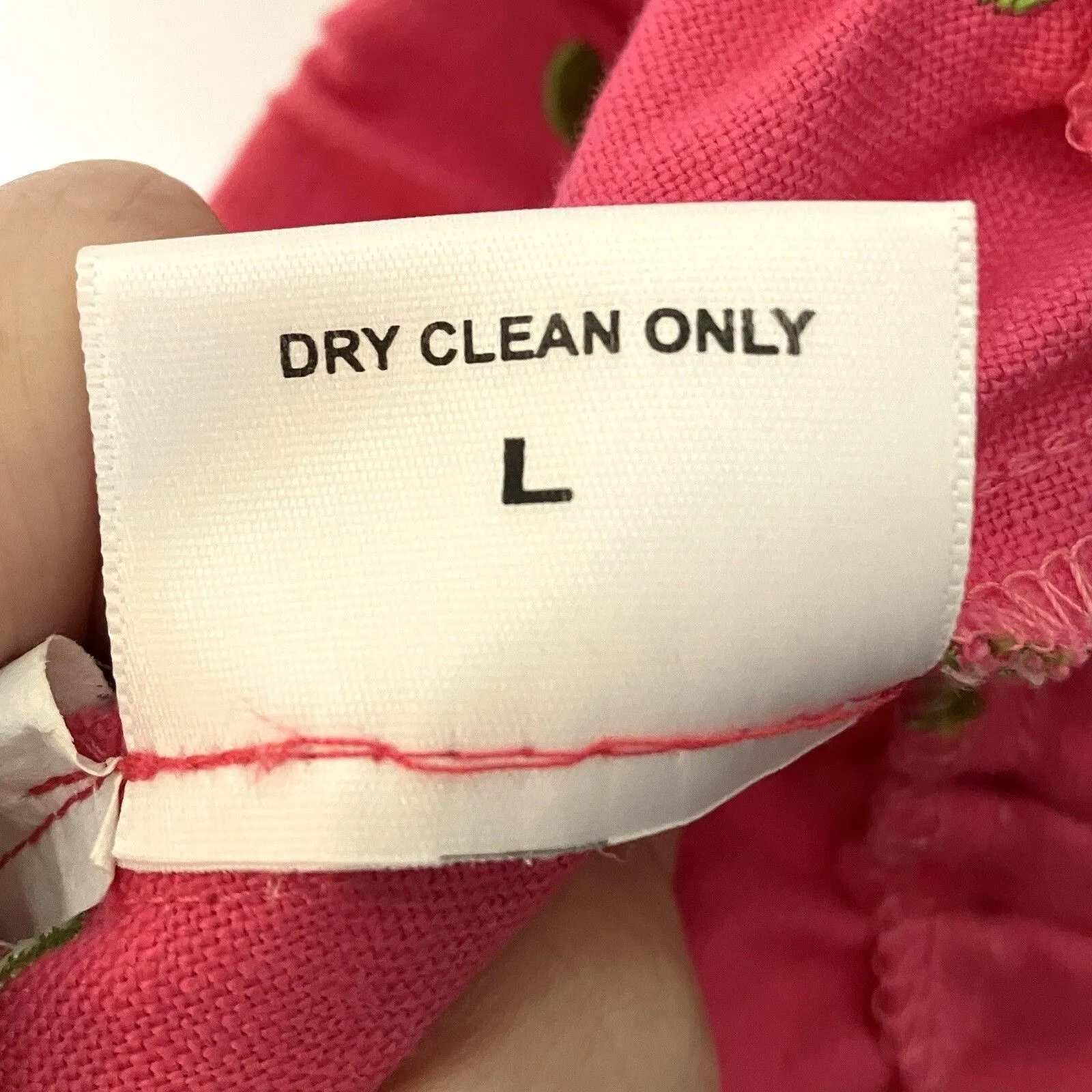 Linen Pants Women’s Large Capri Pink Green Polka Dots Made USA Unique - Image 5