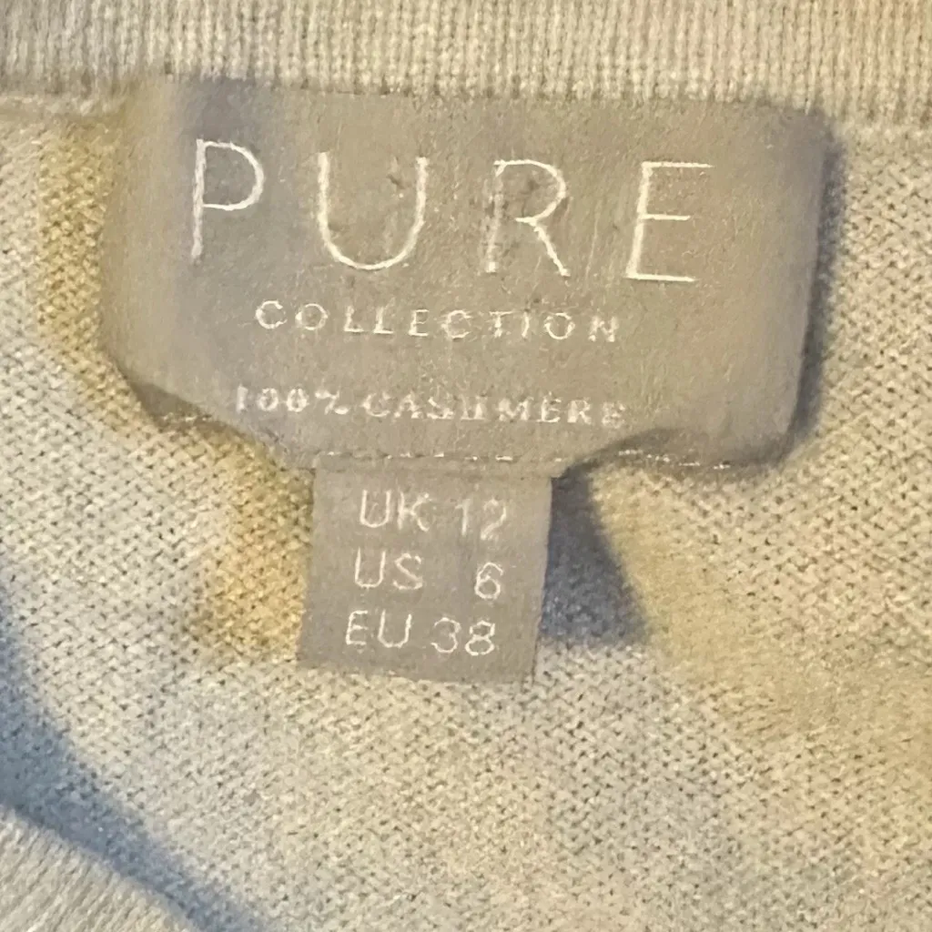 PURE Collection Blue Marble 100% Cashmere Crew Neck Sweater Small US6 UK12 Flaw Size 6 - Image 7
