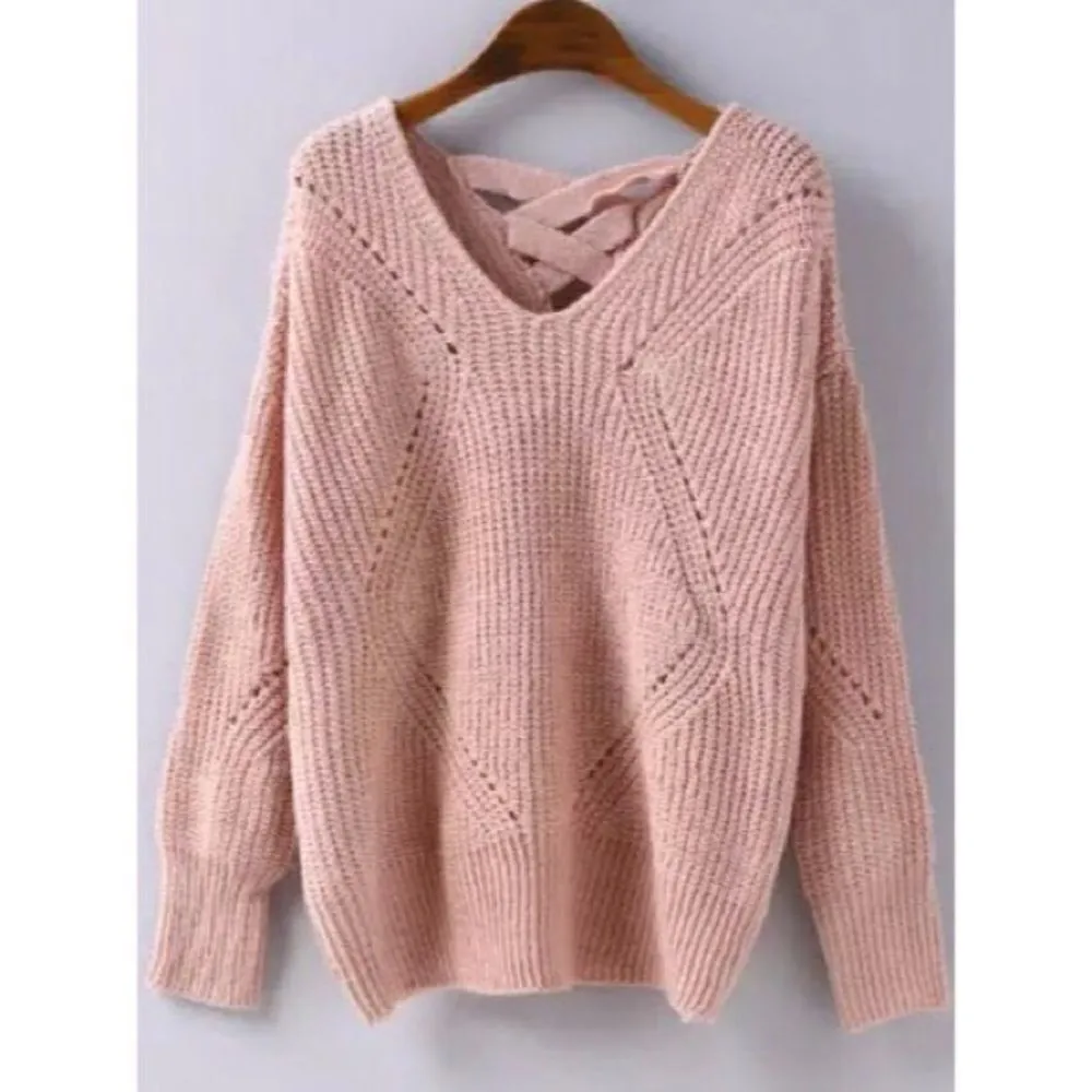 ✨ HP✨Pink Geometric Pattern Hollow Knit Sweater✨ Pink Size undefined - Image 2