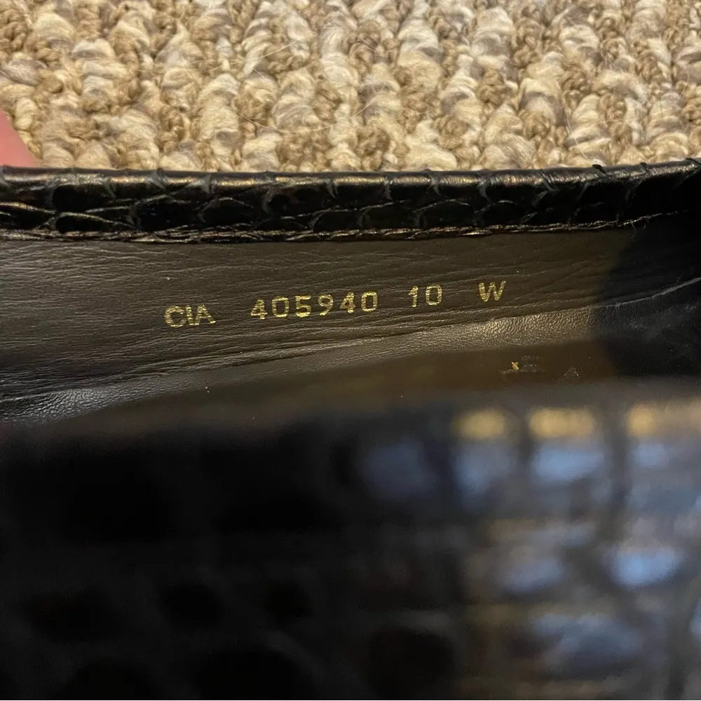 Stuart Weitzman Croc Embossed Leather Loafers Buckle Bit - Image 9