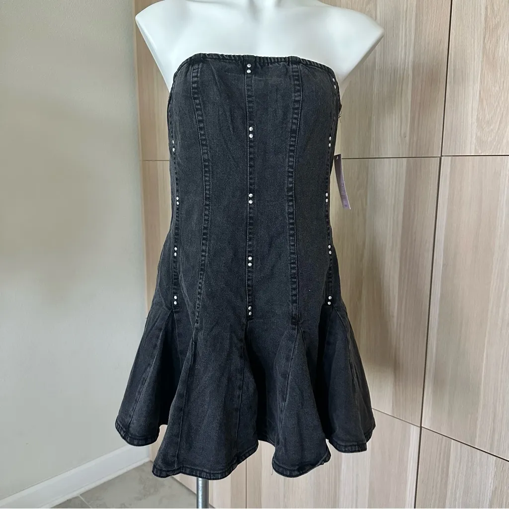 Wild Fable Women's Denim Pleated Mini a-Line Dress  Size M - Image 13