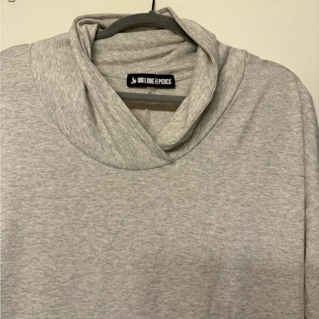 Ink Love & Peace gray cowl neck pullover sweater in heather gray Size XL - Image 5
