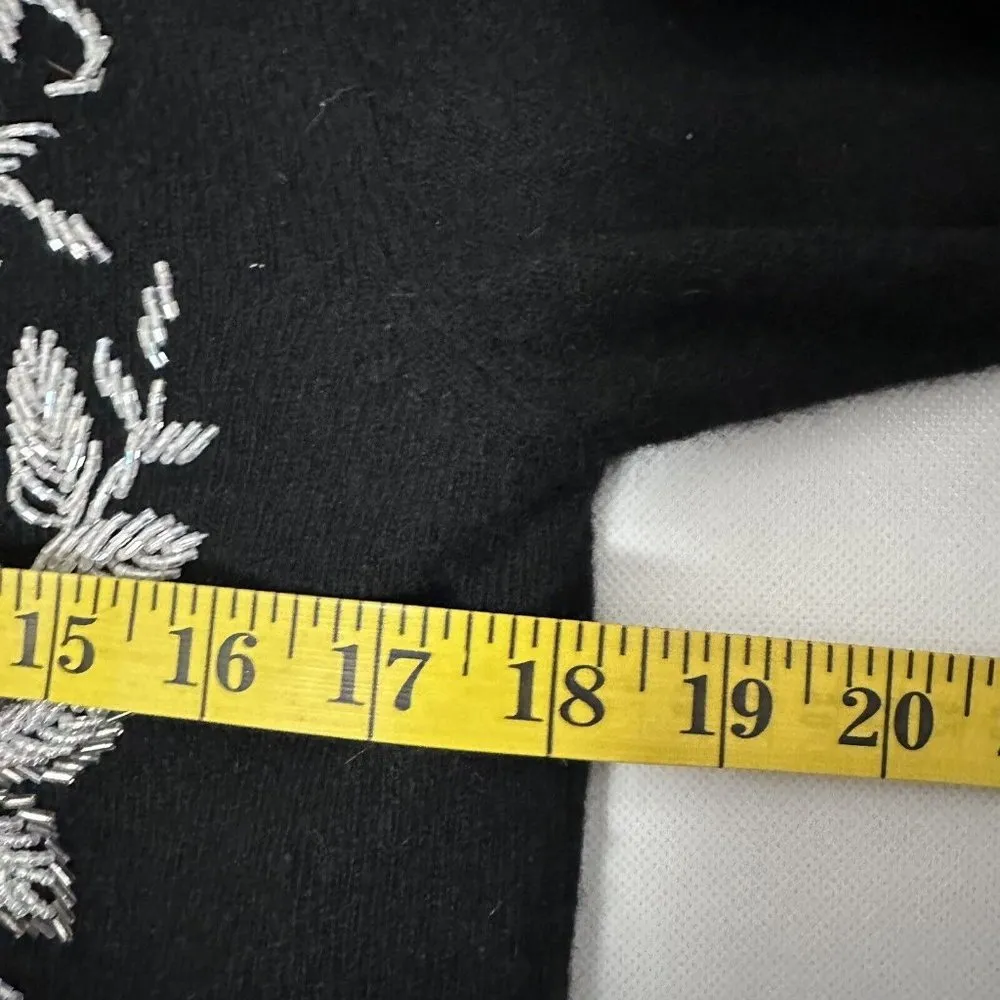 Maurada Womens Lambswool Black Sweater Button Cardigan Beaded Granny Core M - Image 9