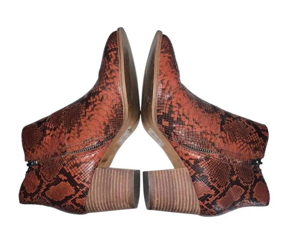 Madewell The Rosie Boot Women's Size 6.5 Red Snake Embossed Leather Ankle Bootie - Image 5