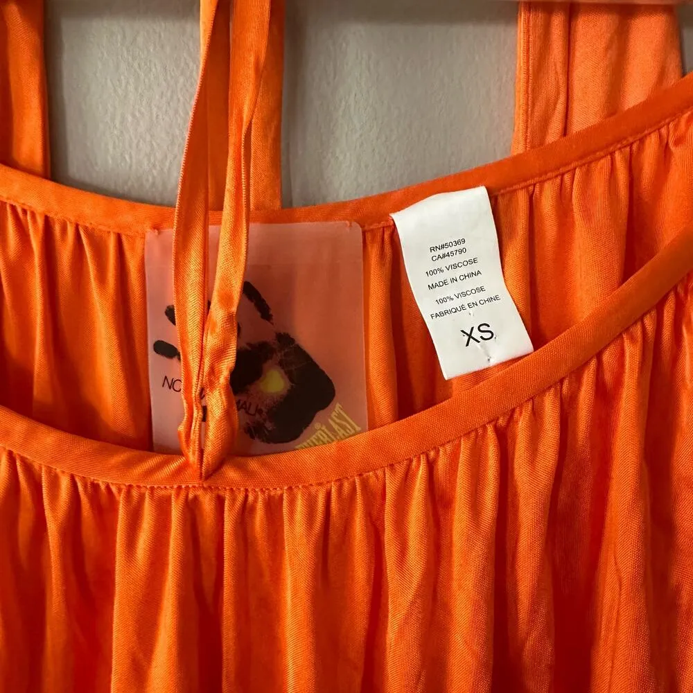 Norma Kamali Everlast Orange Tunic Top with Neck Scarf Size XS - Image 7