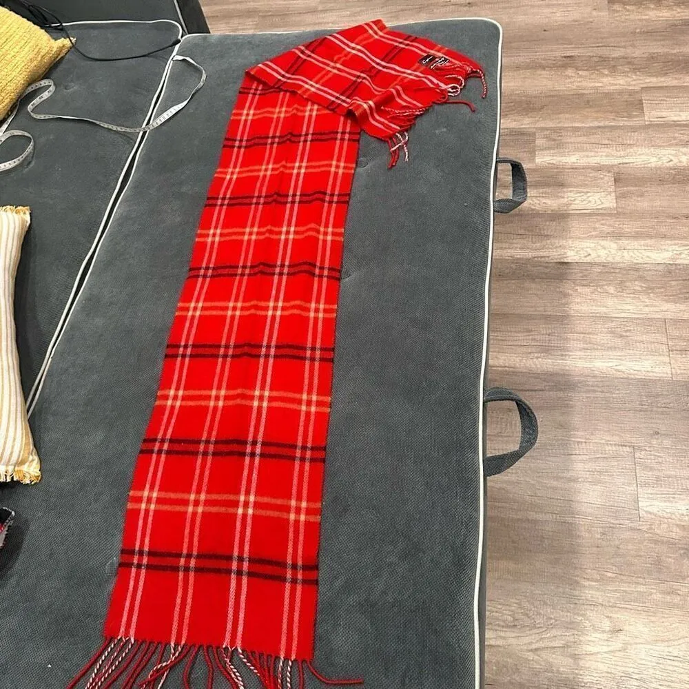 CEJON for Macy’s Red Classic Plaid Woven Scarf Soft Italian Acrylic Fringe Winte Red - Image 5