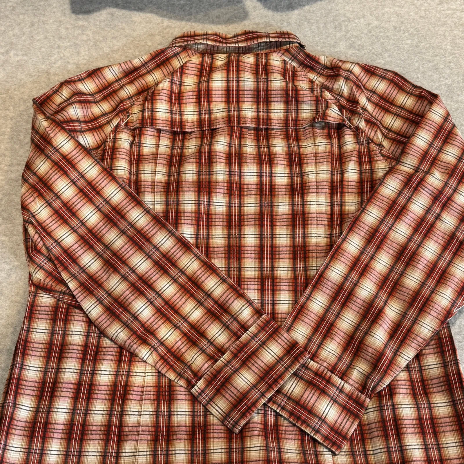 Pendleton Vented Long Sleeve Button Up Shirt Womens Large Red Tan Plaid Cotton - Image 10
