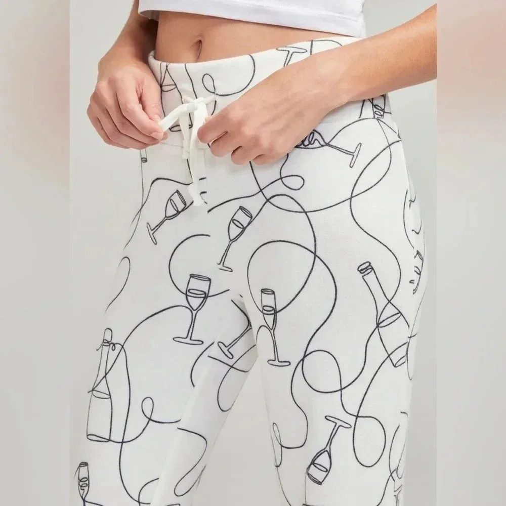 Wildfox Popping Bottles Flared Lounge Sweatpants -‎ Size M - Vanilla - NWT - Image 4
