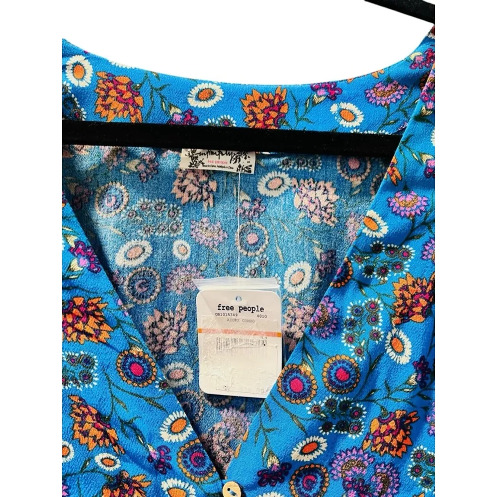 Free People NWT She's Dainty Blue Floral Bodysuit Size Small Petite Azure Combo - Image 3