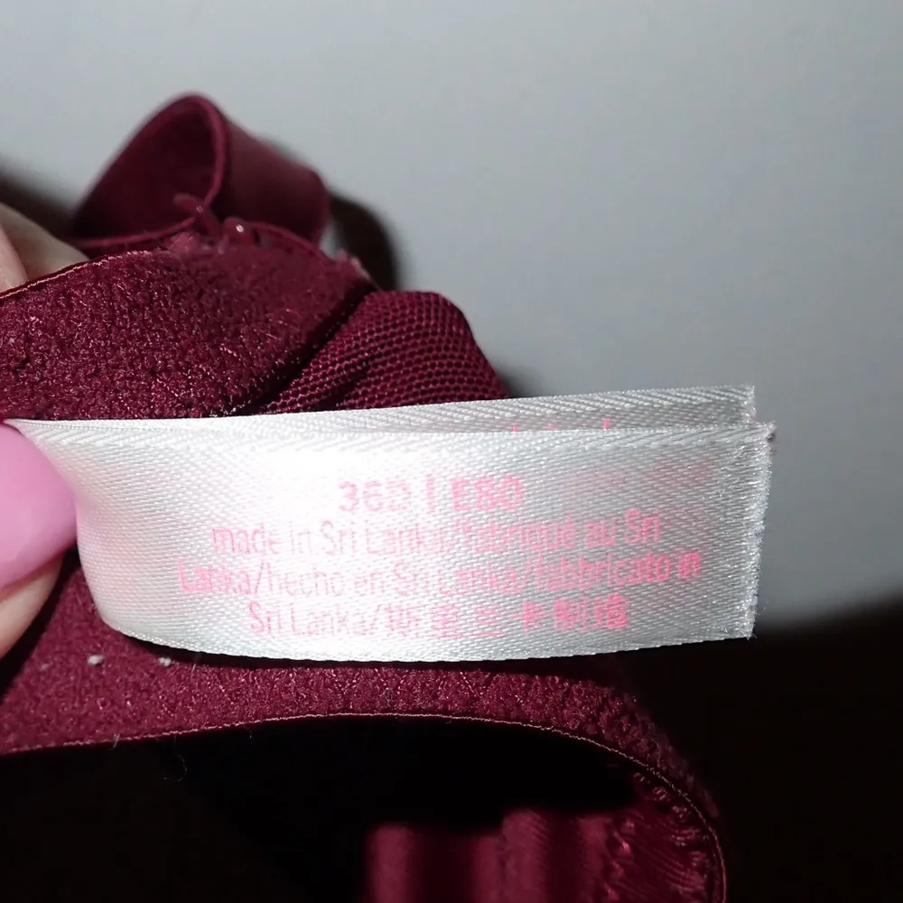 Victoria’s Secret PINK Maroon Underwire T Shirt Bra size 36D - Image 7
