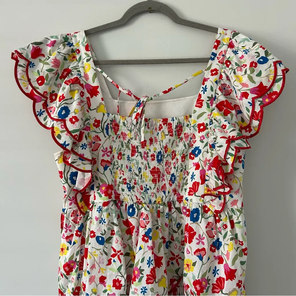 Crosby by Mollie Burch Multi Color Floral Ruffle Tiered Frida Midi Dress XL - Image 7