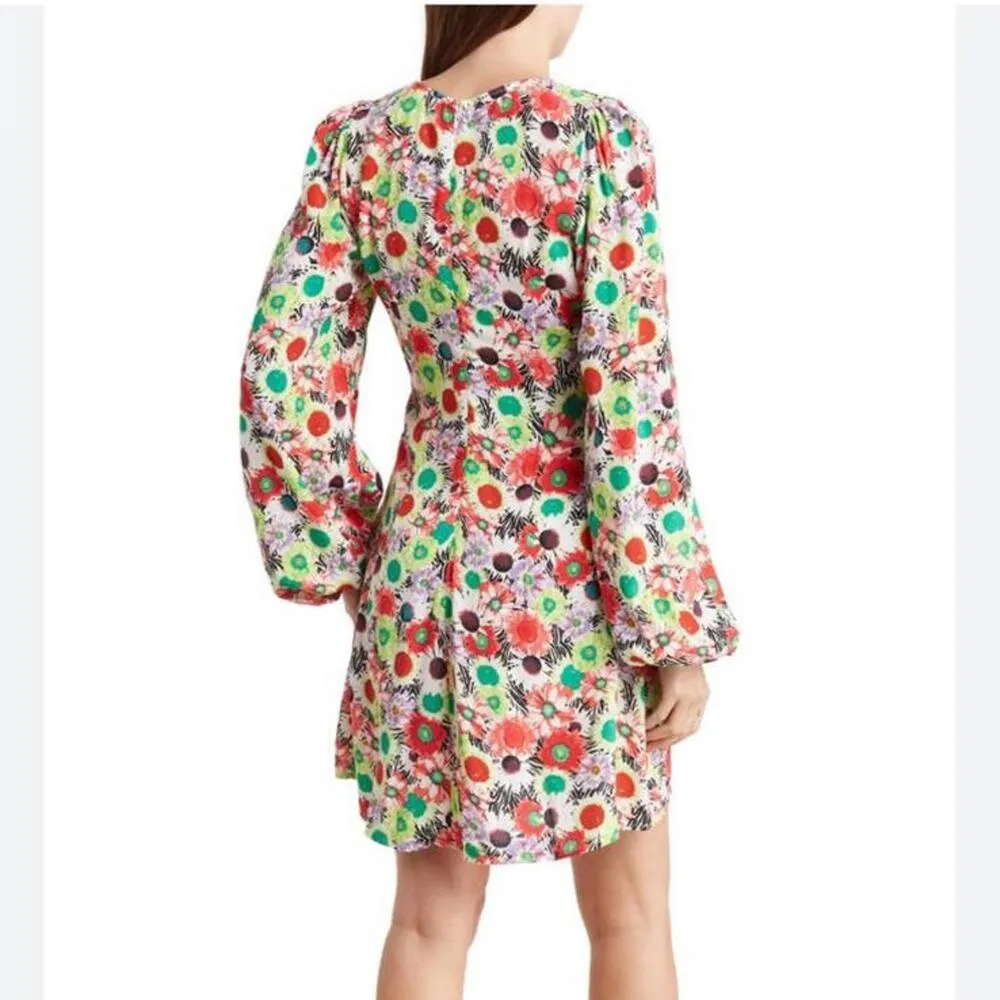 NWT AFRM Caprice Long Sleeve Mini Dress in Summer Daisy Bouquet Women’s size XS​ Red - Image 14