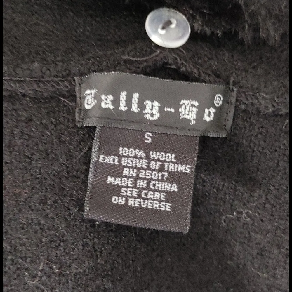Vintage Black Tally Ho Wool Vest Faux Fur Removable Collar - Image 6