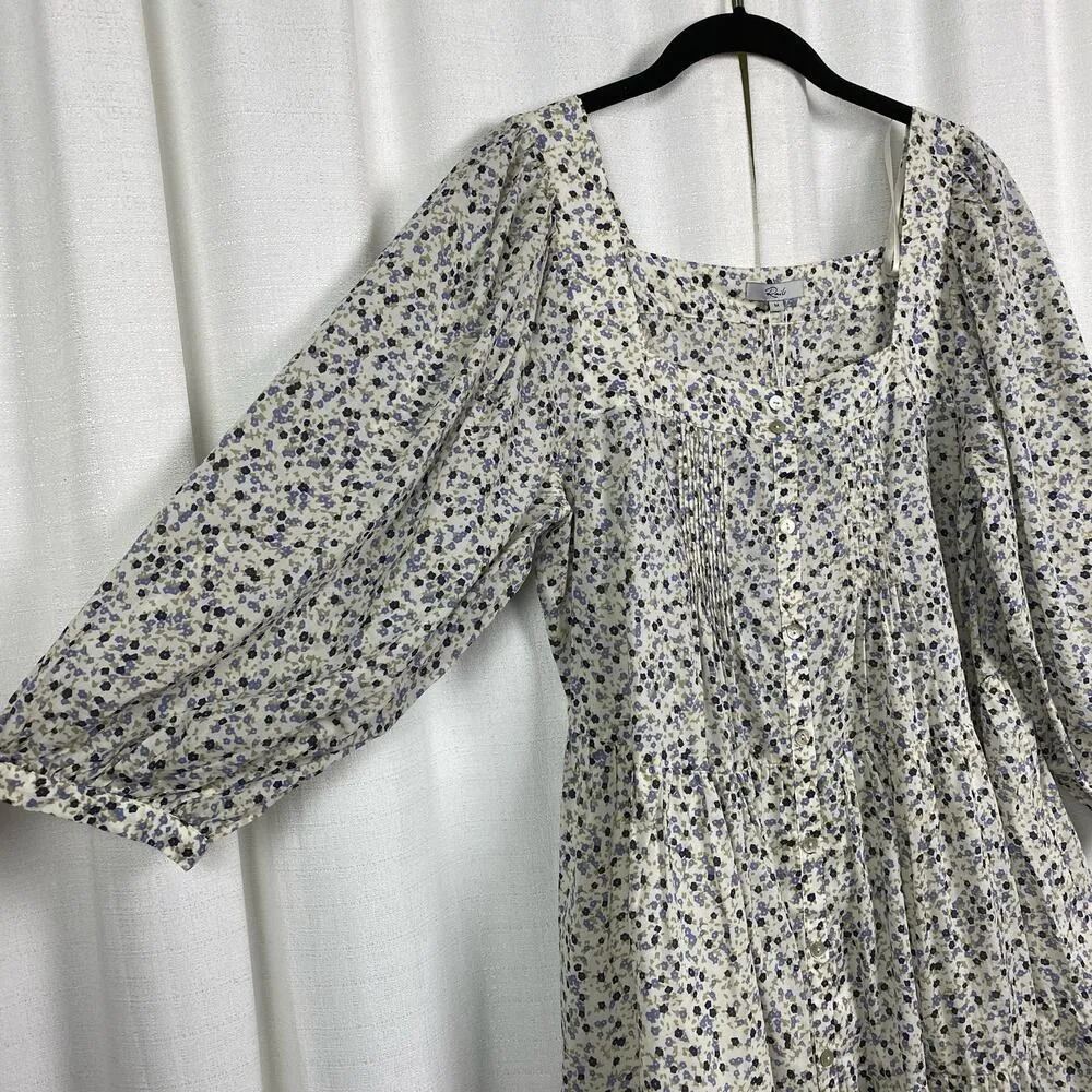 Rails Blue Floral Watercolor Buds Pippa Puff Sleeve Mini Dress Sz.M NWT - Image 11