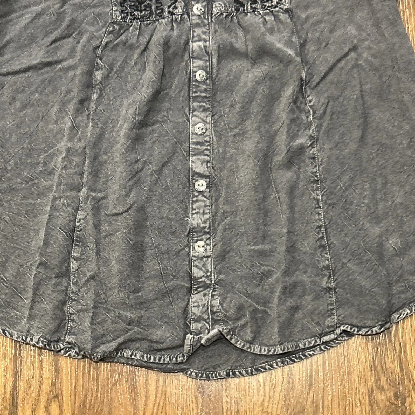Parsley & Sage Top Womens XL Gray Black Embroidered Shirt Witchy Boho Chambray - Image 6