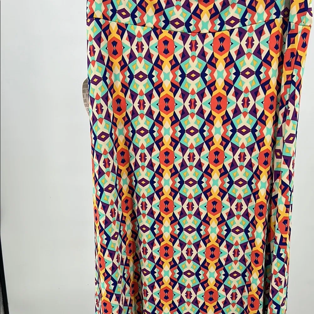 LuLaRoe Orange Black Maxi stretch Skirt Resort geometric colorful vacation 3XL - Image 3
