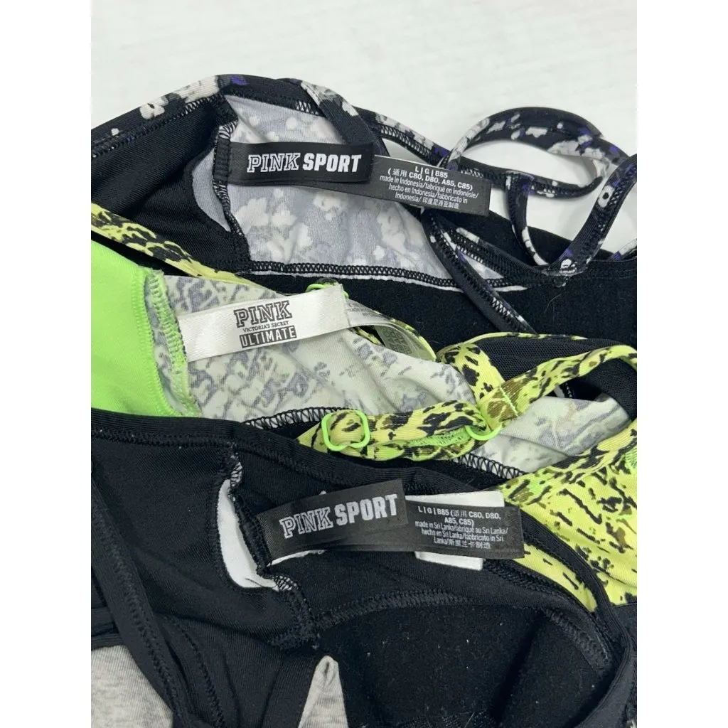 PINK Victoria's Secret Sport Ultimate Lightly Lined Bra Large Bralette Lot Of 3 - Image 3