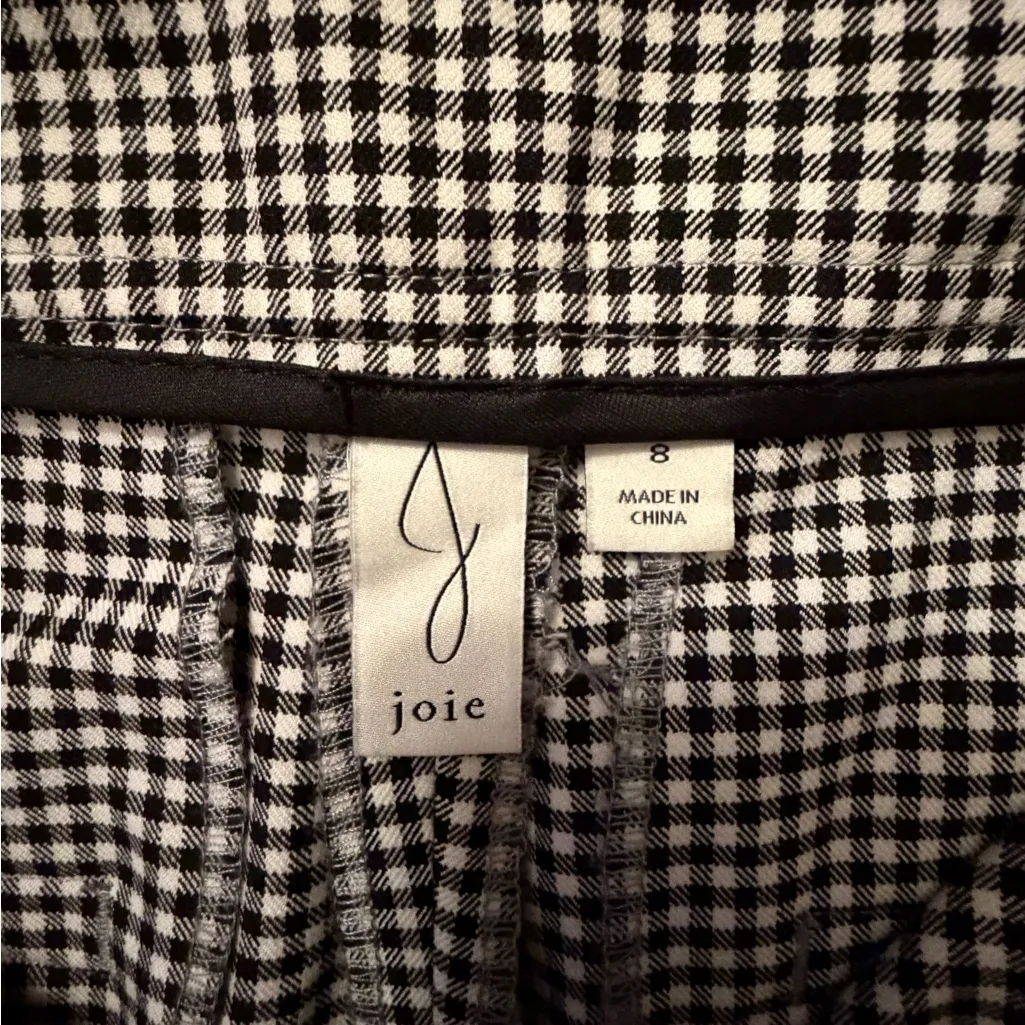 Joie Black & White Gingham High Rise Tie-Waist Cropped Pants – Size 8 - Image 4