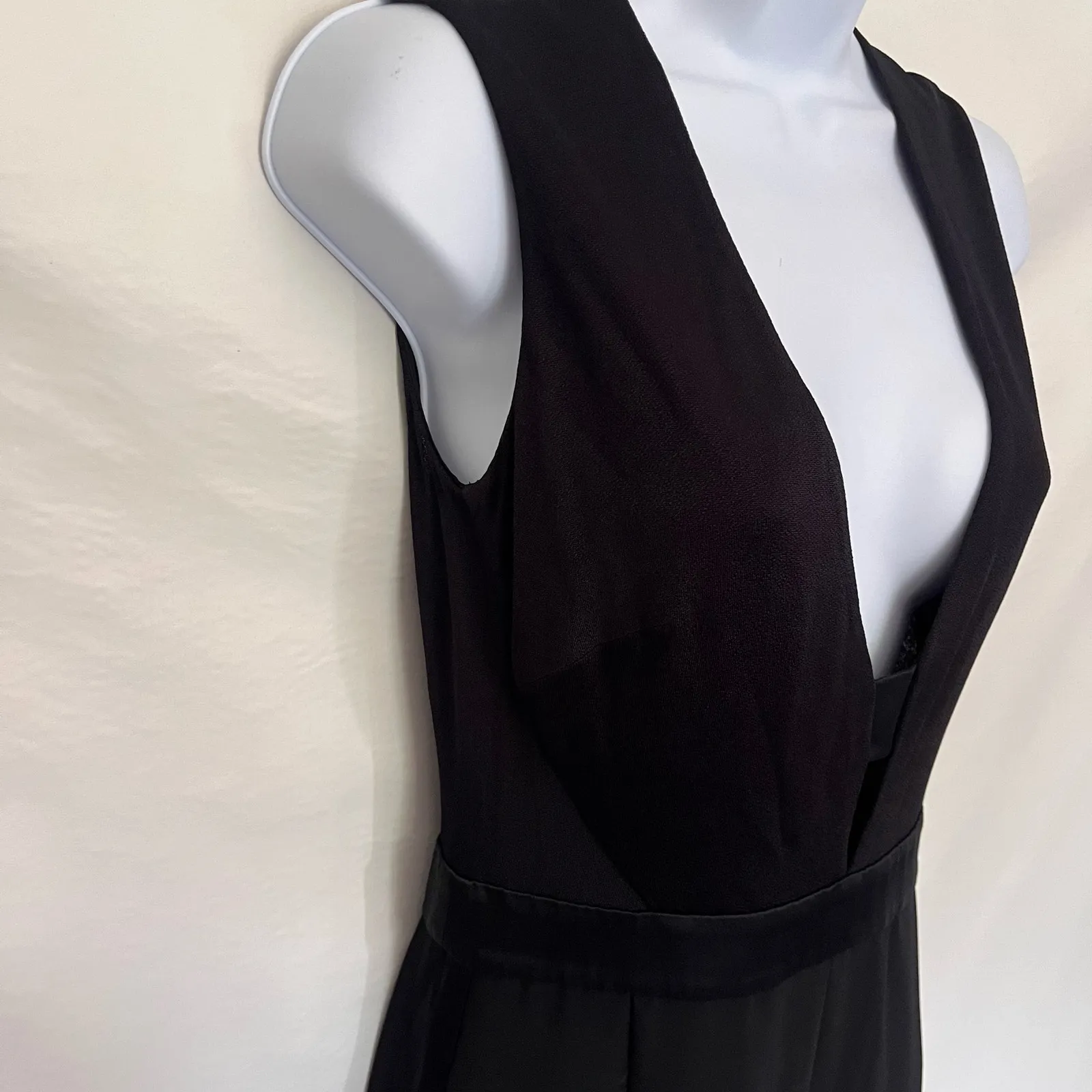 Diane Von Furstenberg Tux Womens Jumpsuit Sz 0 Plunge Formal Witchy Sheer Event - Image 5
