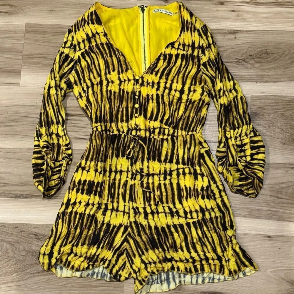 Alice + Olivia Winnie Black And Yellow Romper Women’s 2 - Image 2