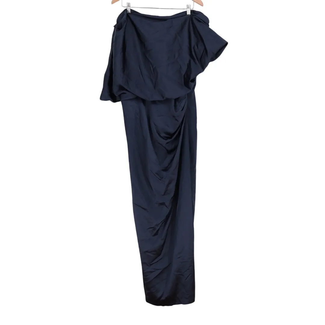 After Six Asymmetrical Off-The-Shoulder Pleated Satin Maxi Dress Size XXL - Image 2