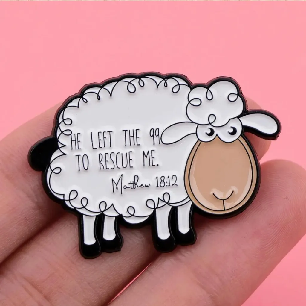 Zinc‎ Alloy Cartoon Sheep Enamel Pin, Christian Faith Jesus Brooch Black - Image 8