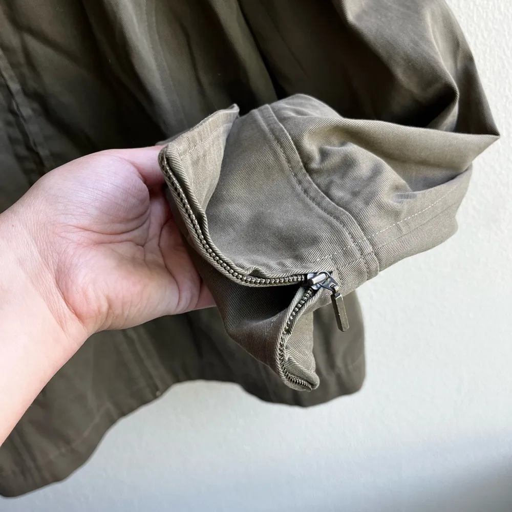 Lafayette 148 New York Asymmetrical Moto Zip Denim Jacket - Army Green - Image 4