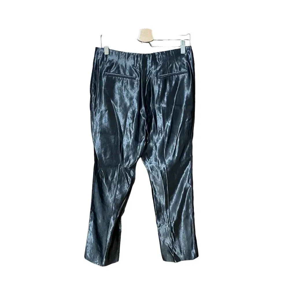 Dries Van Noten Paola Shiny Hammered Pants Black Size 38 / US 6 - Image 4