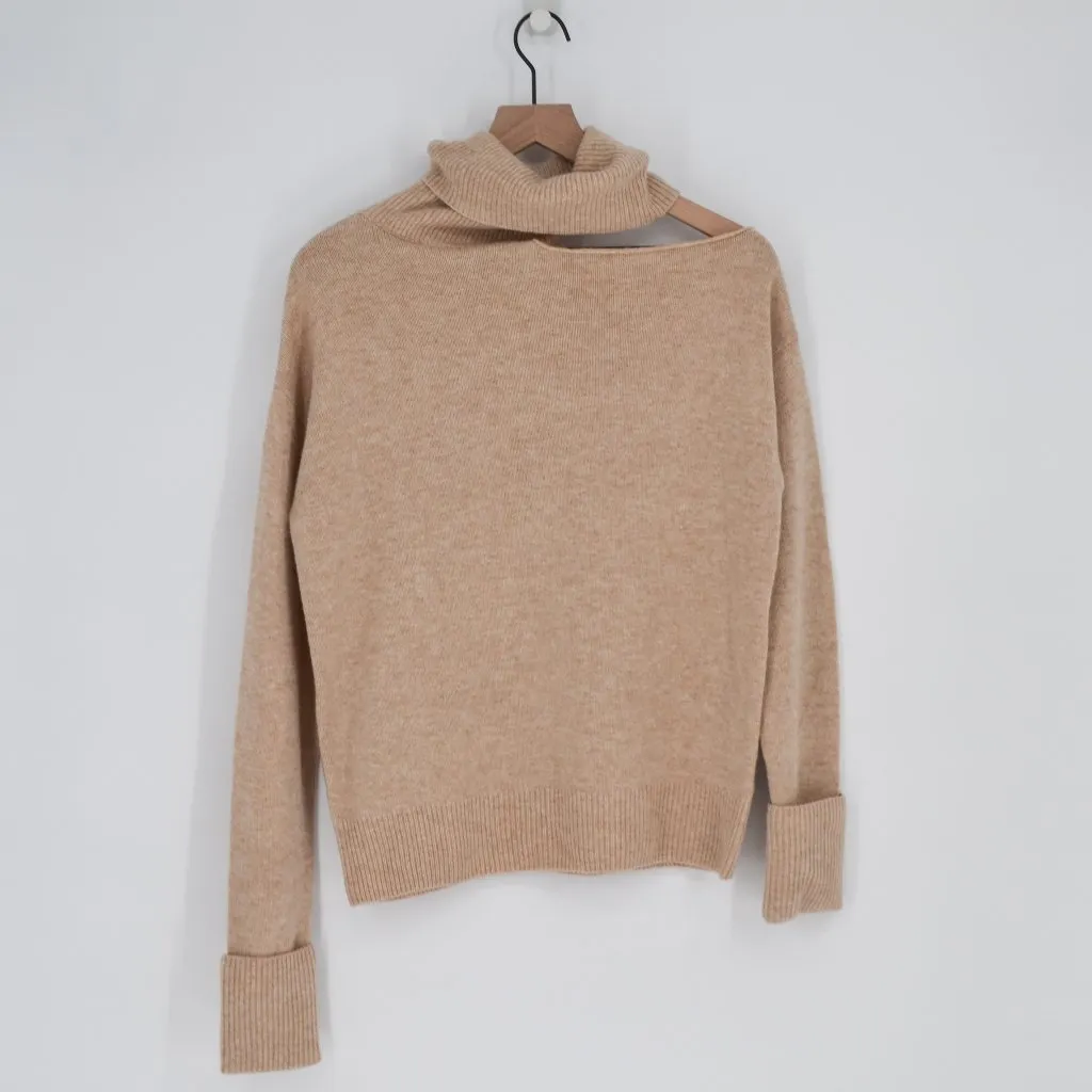 NEW Paige Raundi Cutout Turtleneck Sweater Wool Blend Camel Tan Women's S - Image 4