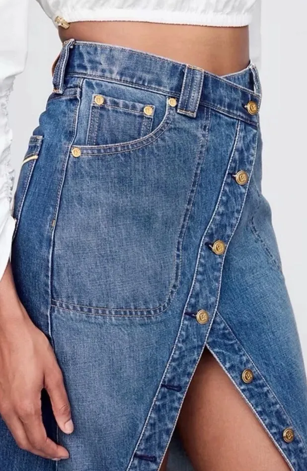 Gap x Cult Gaia Asymmetrical Denim Maxi Skirt Indigo Size 29 US 8 New with tags Blue - Image 1