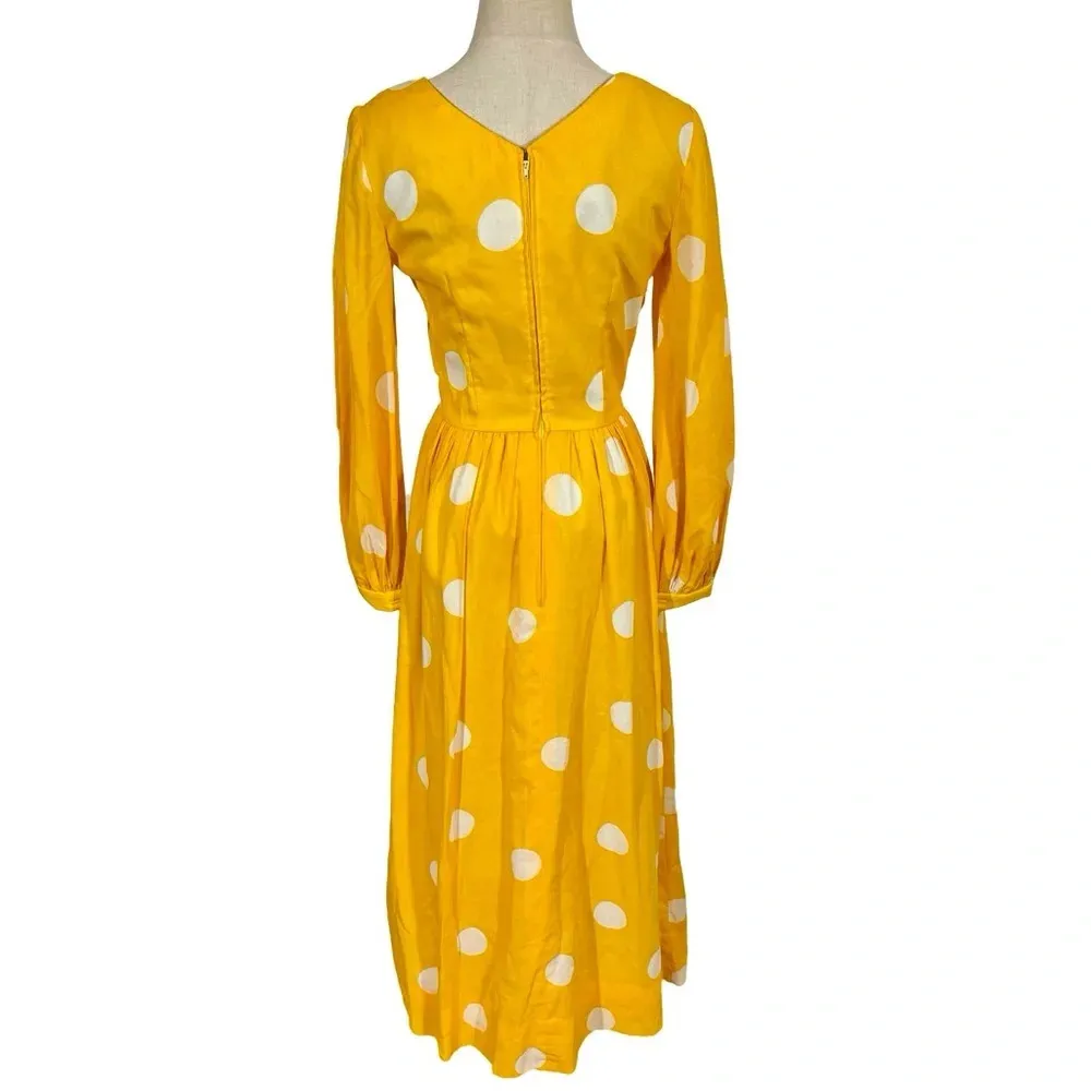 Vintage Tori Richard Honolulu for I. Magnin Polka Dot Long Sleeve Maxi Dress - Image 6
