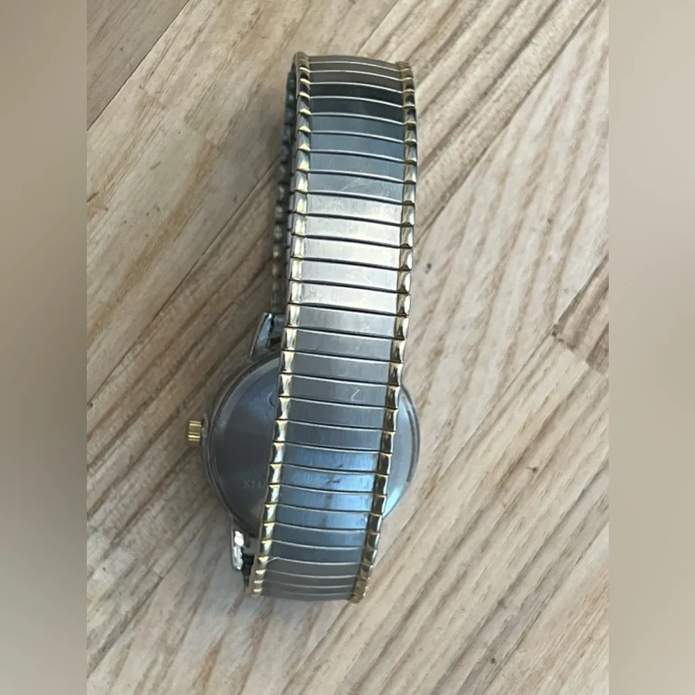 Carriage Ladies Watch Indiglo White Dial Two Tone Stretch Stainless Bracelet - Image 5