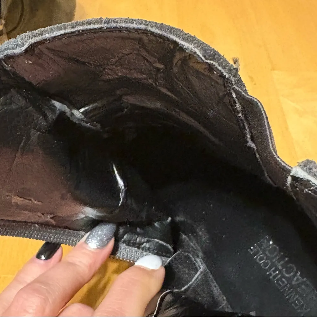 Kenneth Cole Reaction Gray Suede Ankle Wedge Boots Size 7.5 - Image 7