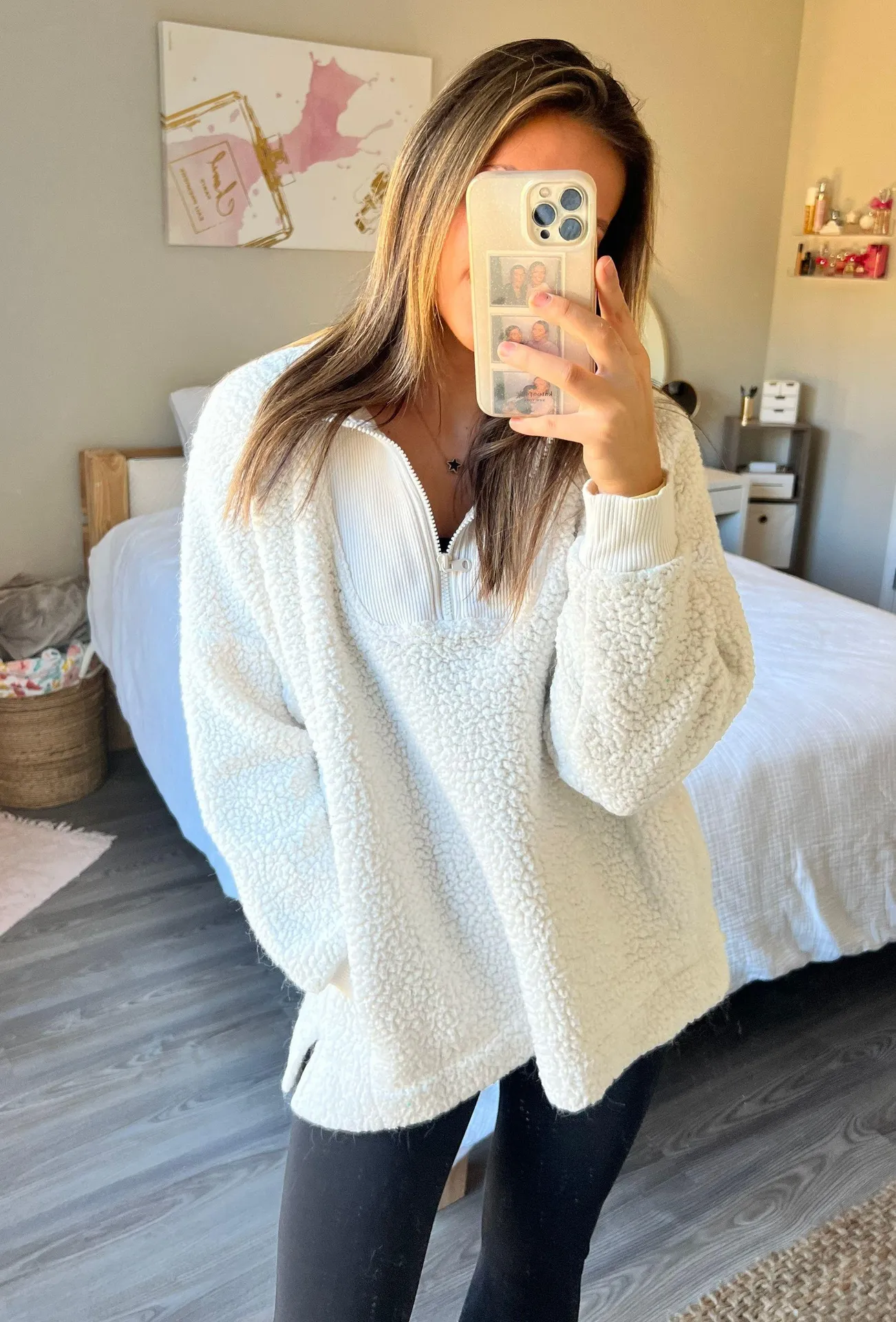 Aerie Oversized Quarter Zip Sherpa Jacket Pullover - Image 2