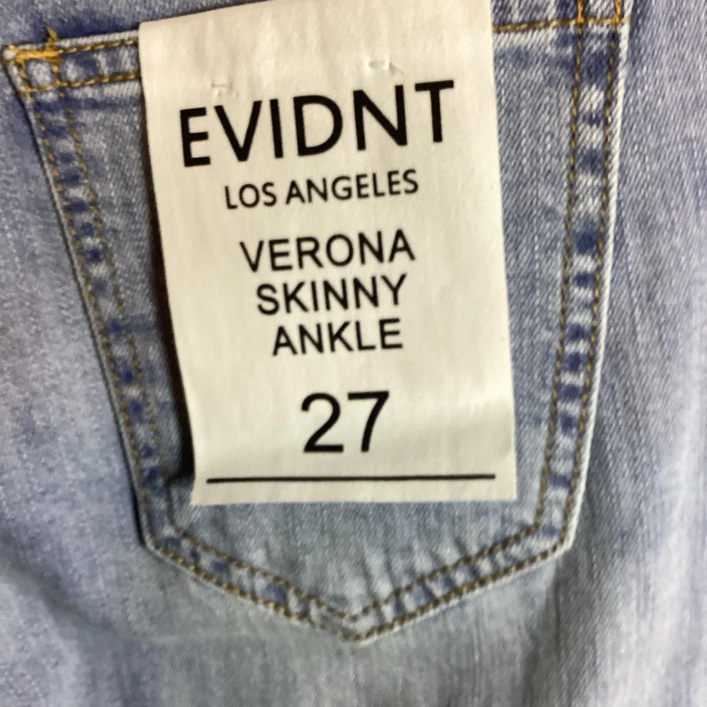 EVIDNT Los Angeles Size 27 Verona Skinny Cropped Ankle Distressed Raw Hem Jeans - Image 7