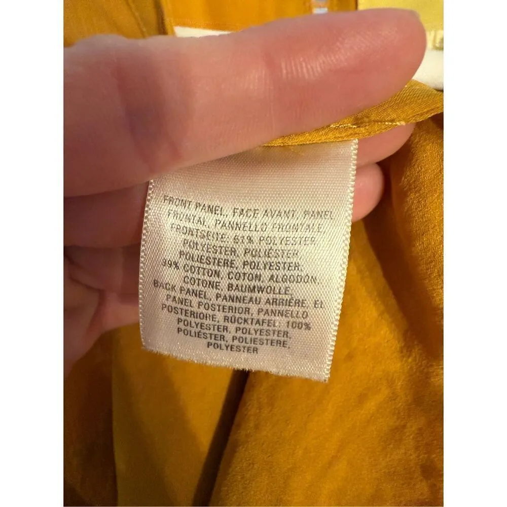 Anthropologie Maeve Embroidered Mustard Golden Yellow Lace-up Front Sz 4 - Image 11