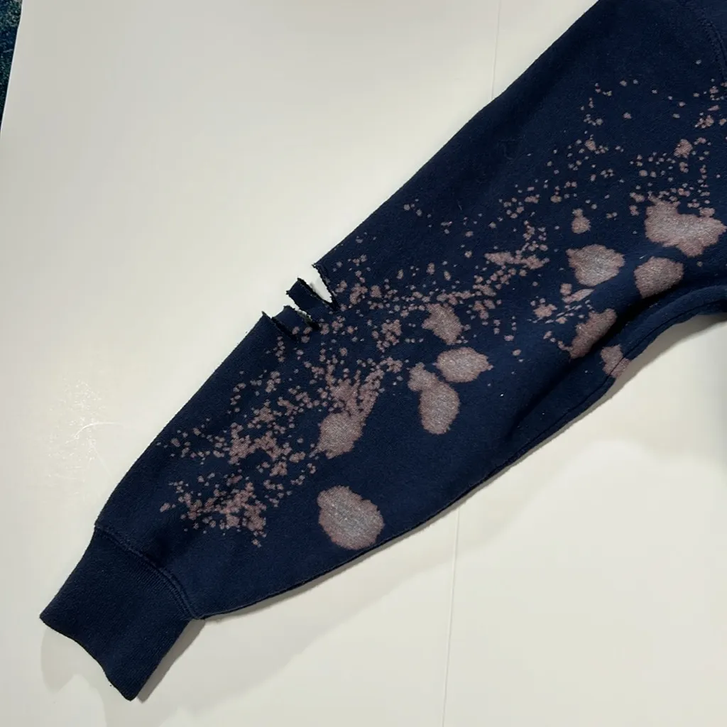 Acid Washed Rolling Stones Tongue Hoodie Blue Size XS - Image 5