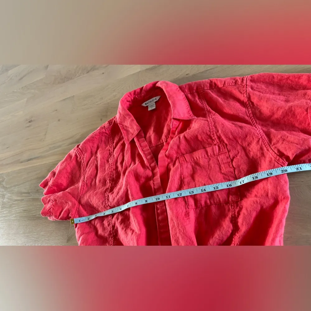 Athleta Playa Linen Passionfruit Coral wrap front Top Size large - Image 12