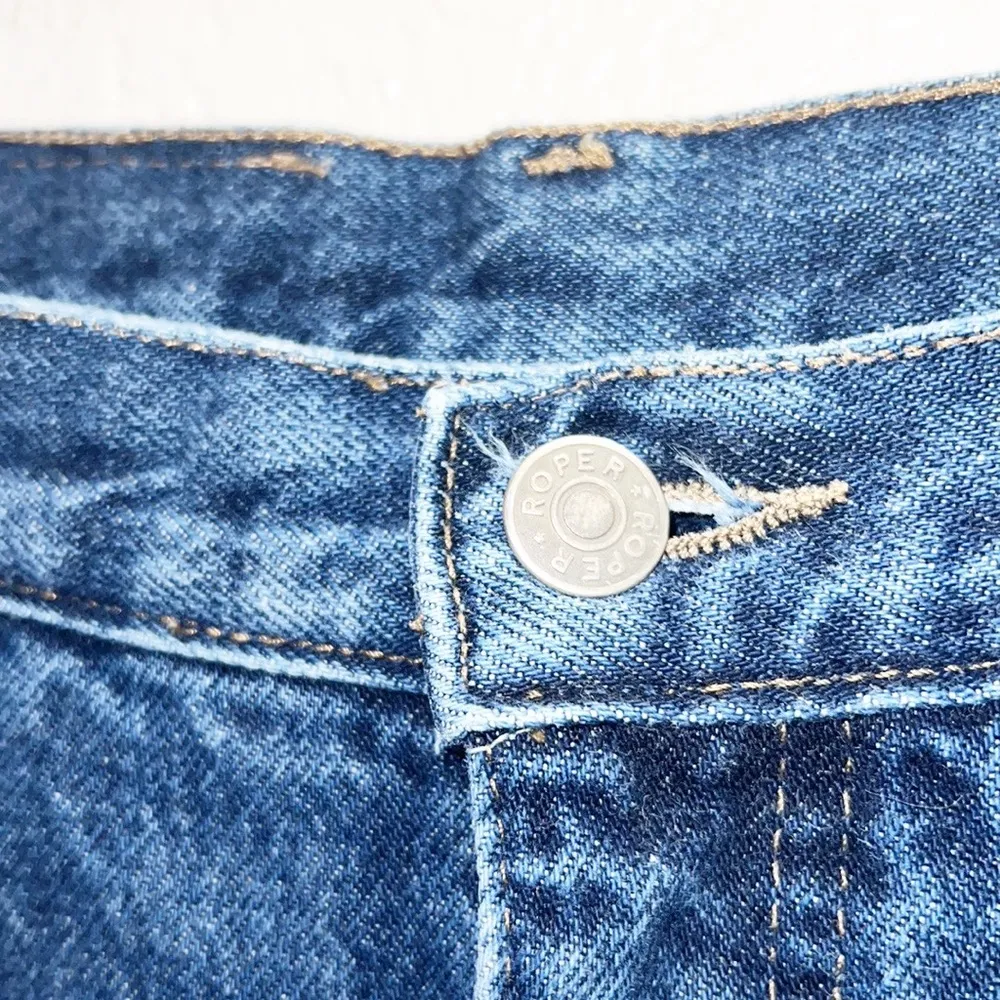 Roper Dark Wash Silver Star Detail Straight Leg High Rise Vintage Jeans Size 26 - Image 4