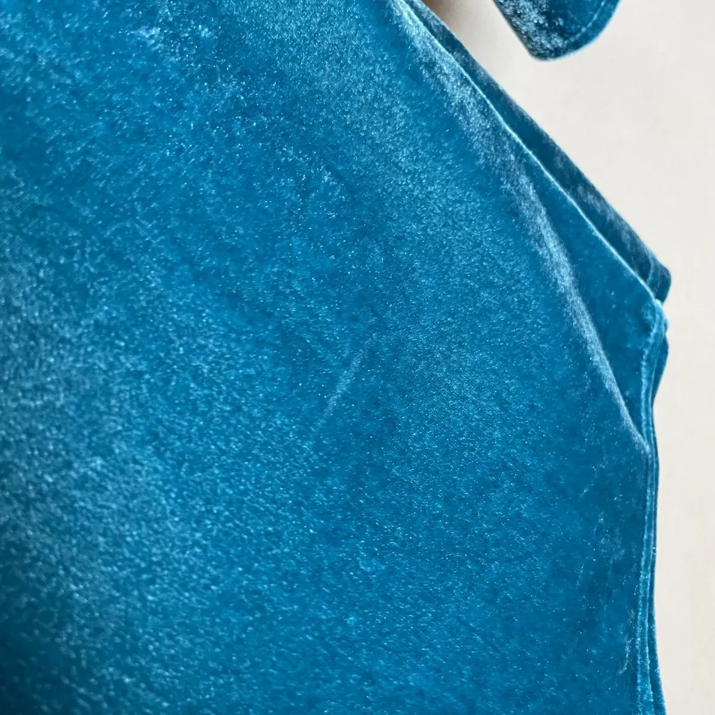 Soft Surroundings Velvet Top Blouse Button-Up Stretch Sz Medium Teal Long Sleeve - Image 11