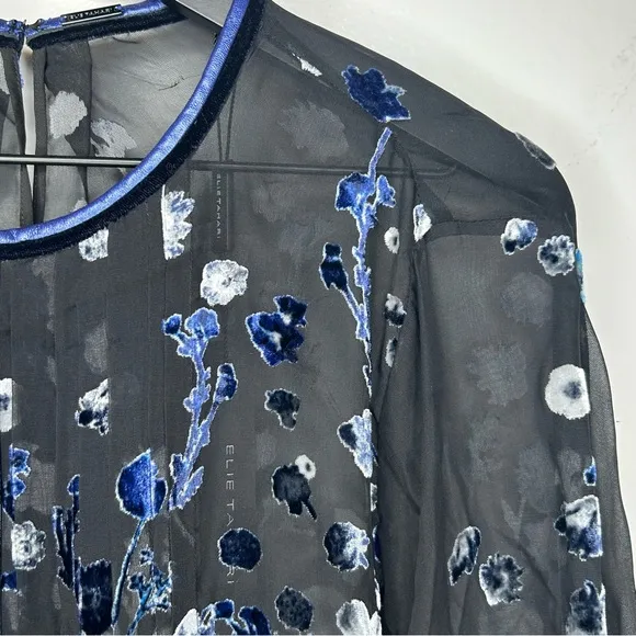 Elie Tahari Orion Silk Blend Blouse‎ Leather Trim Size L NWT - Image 4