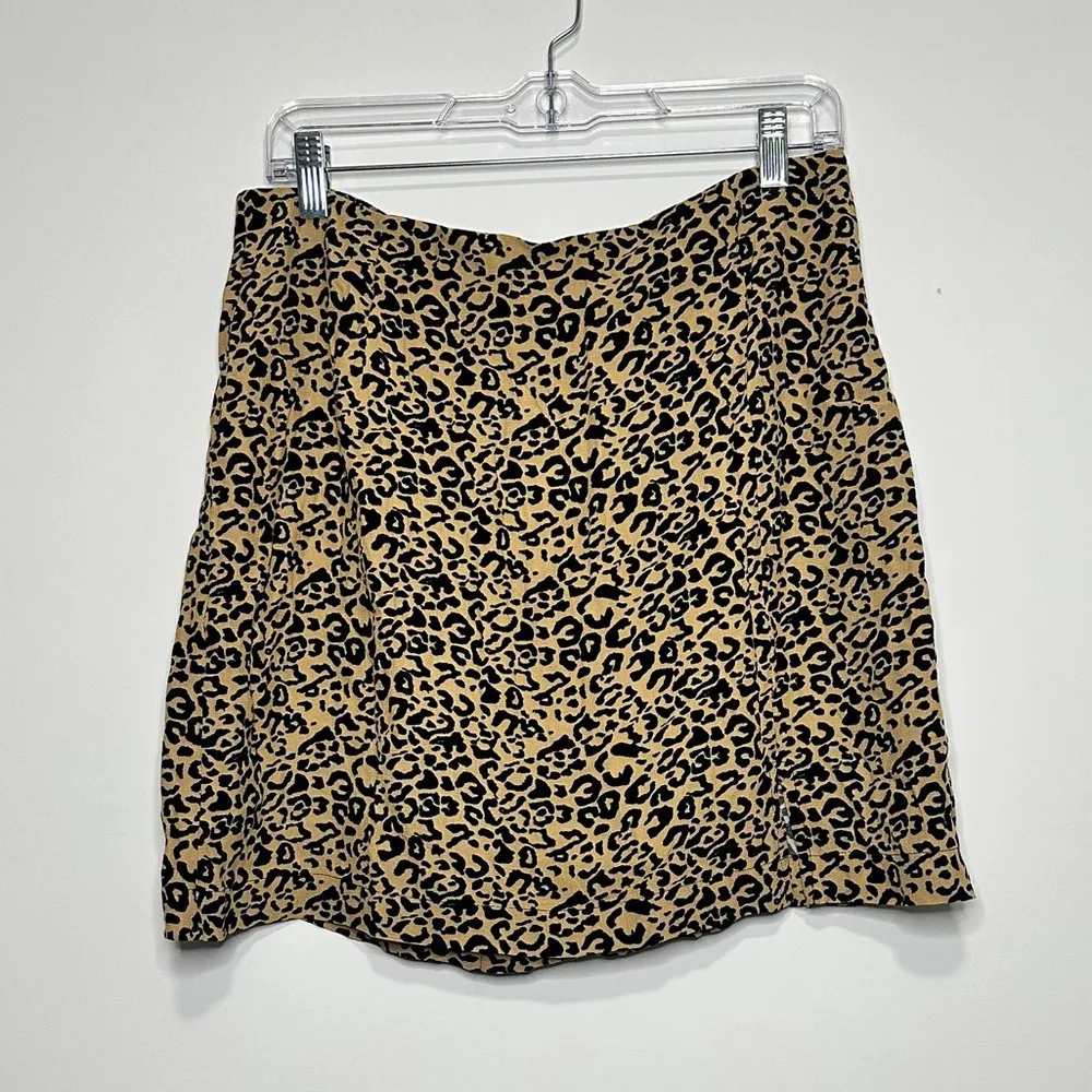 FREE PEOPLE NWT Leopard mini slit skirt 10 - Image 2
