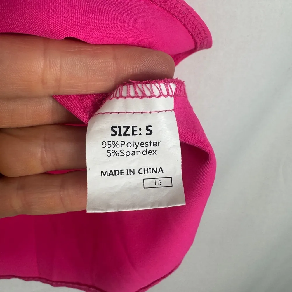 Women's hot Pink Lace Trim Top - Image 2