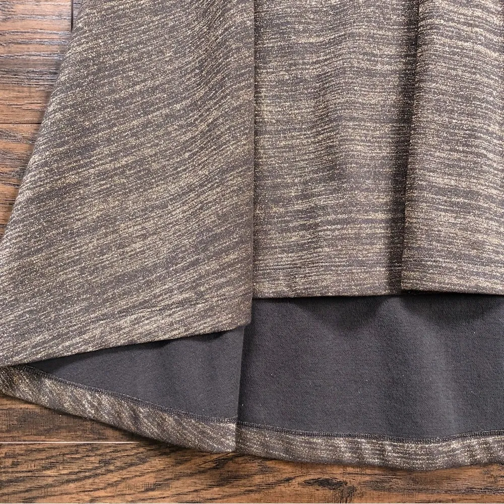 HD in Paris • Anthro Glistened Sweater Skirt high low gold bronze pleated - Image 8