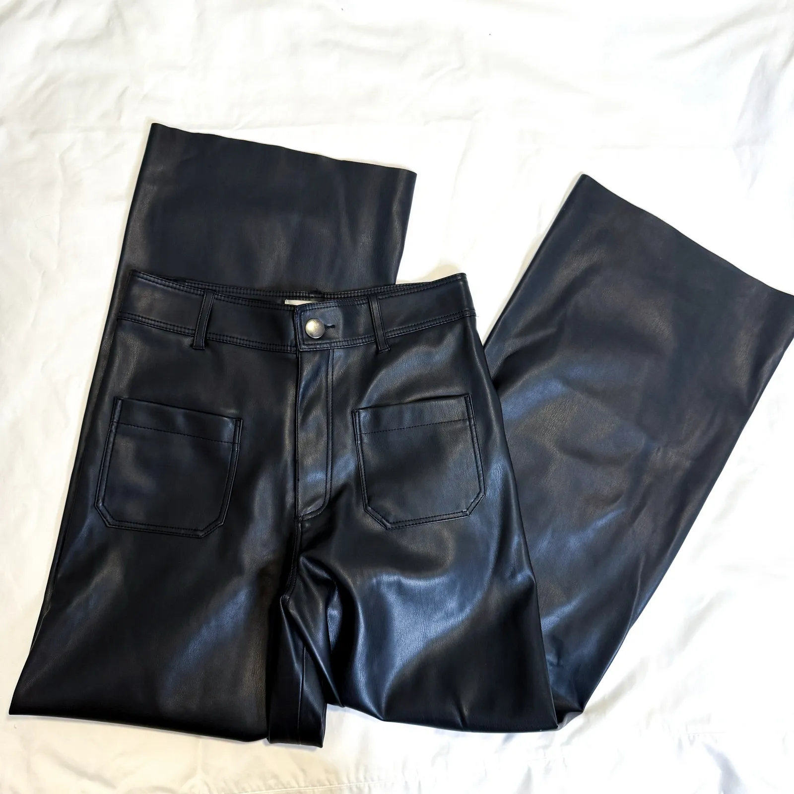 Zara The Marine Straight Leg Faux Leather Trousers - Image 3