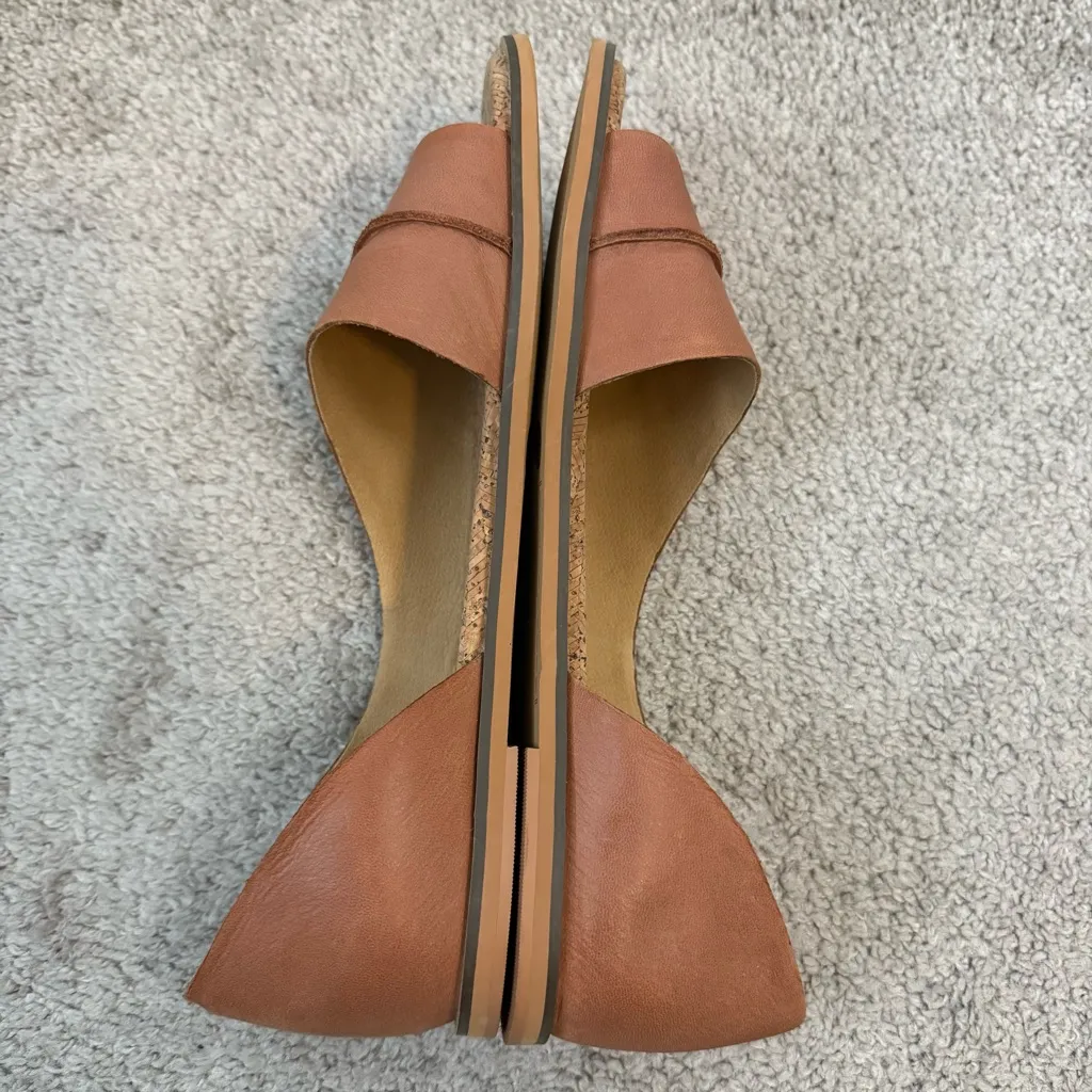 Lucky Brand Fentin2 d’Orsay Leather Flats Cork Insole Tan 10 - Image 7