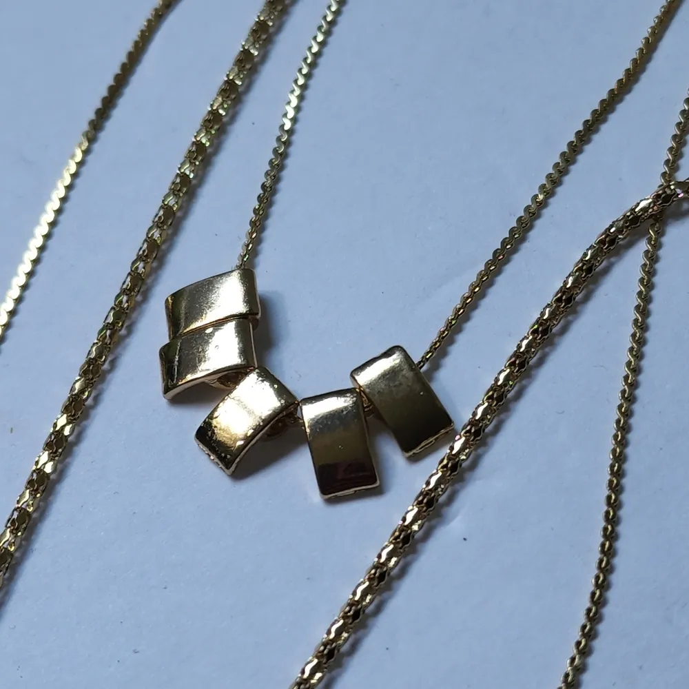 Gold 3 Tier Chain Necklace and Earrings Set - Image 4