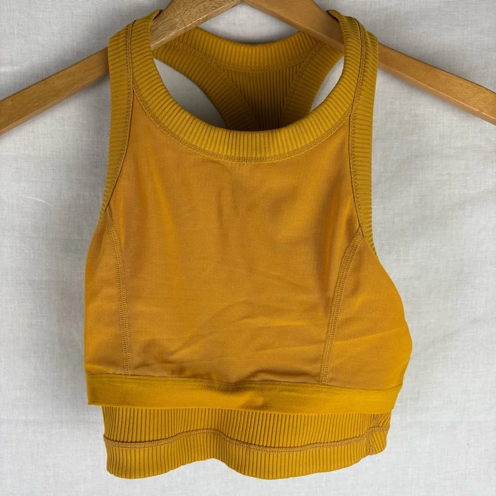 Free People Movement Mustard Ribbed Tank Top XS - Image 3